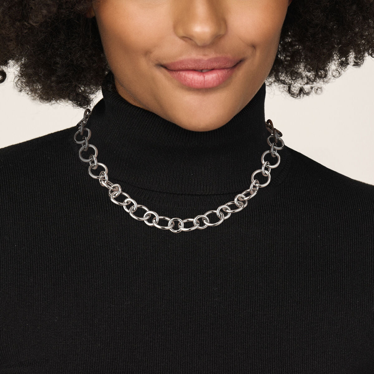 collier 17 mm 46 cm argent rhodié