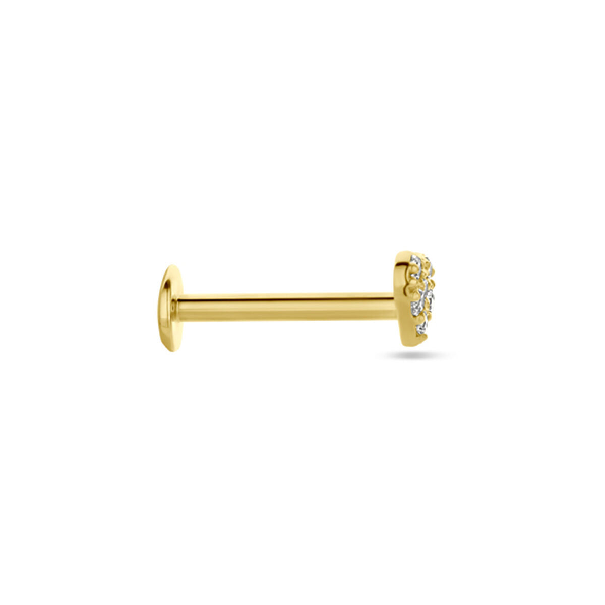 piercing dos plat cœur zircone 3,5 mm or jaune 14K
