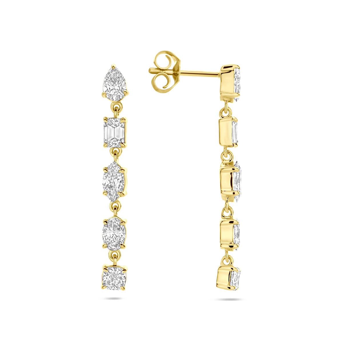 boucles d'oreilles diamant lab grown 2.00ct (2x 1.00ct) h si 30 mm or jaune 14K