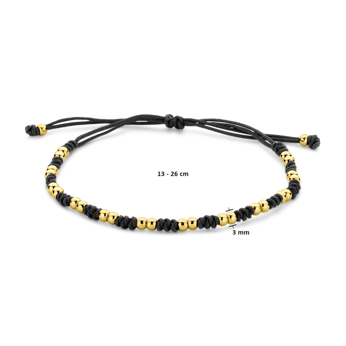 bracelet boules 12 - 24 cm or 14K avec caoutchouc/nylon/cuir