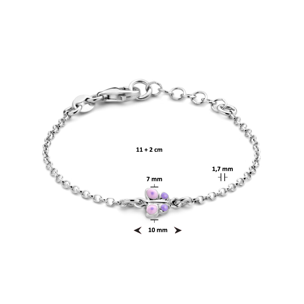 bracelet papillon 11 + 2 cm argent rhodié