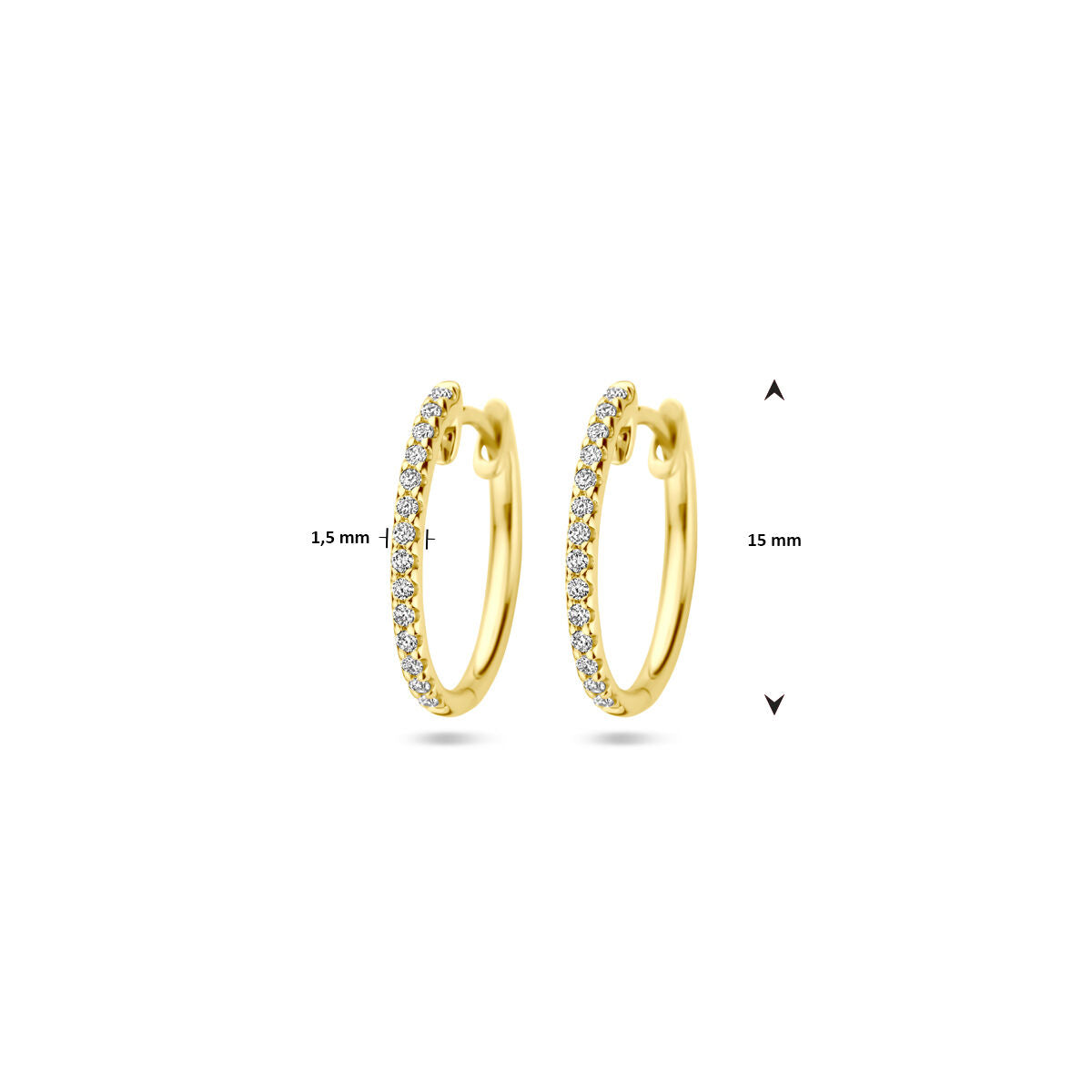 créoles diamant h si 1,5 mm tube or jaune 14K