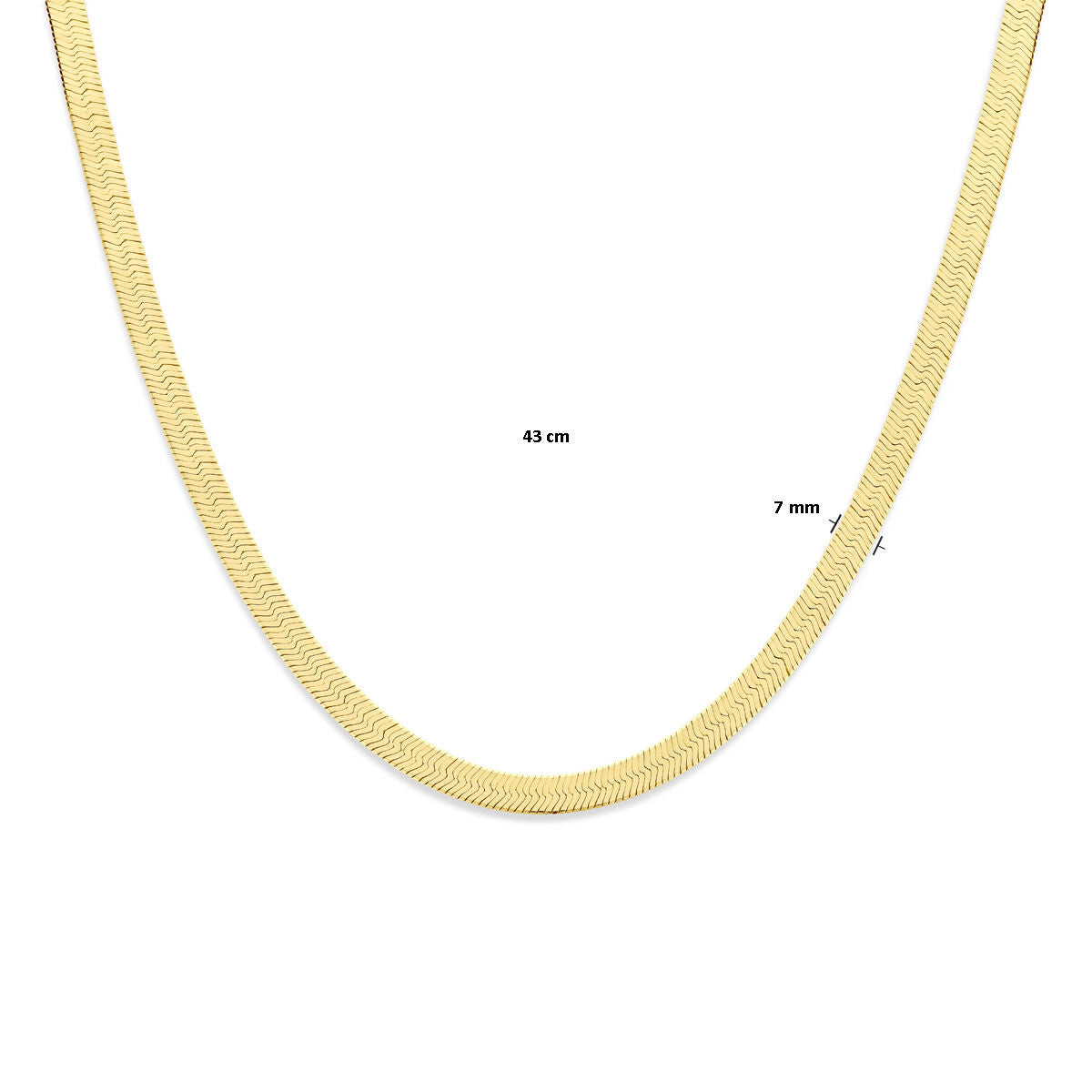 collier serpent plat 7 mm 43 cm 3 microns argent plaqué or (jaune)