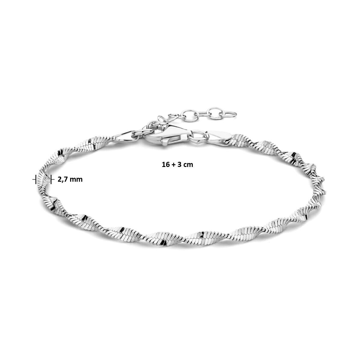 bracelet 2,7 mm 16 + 3 cm argent rhodié