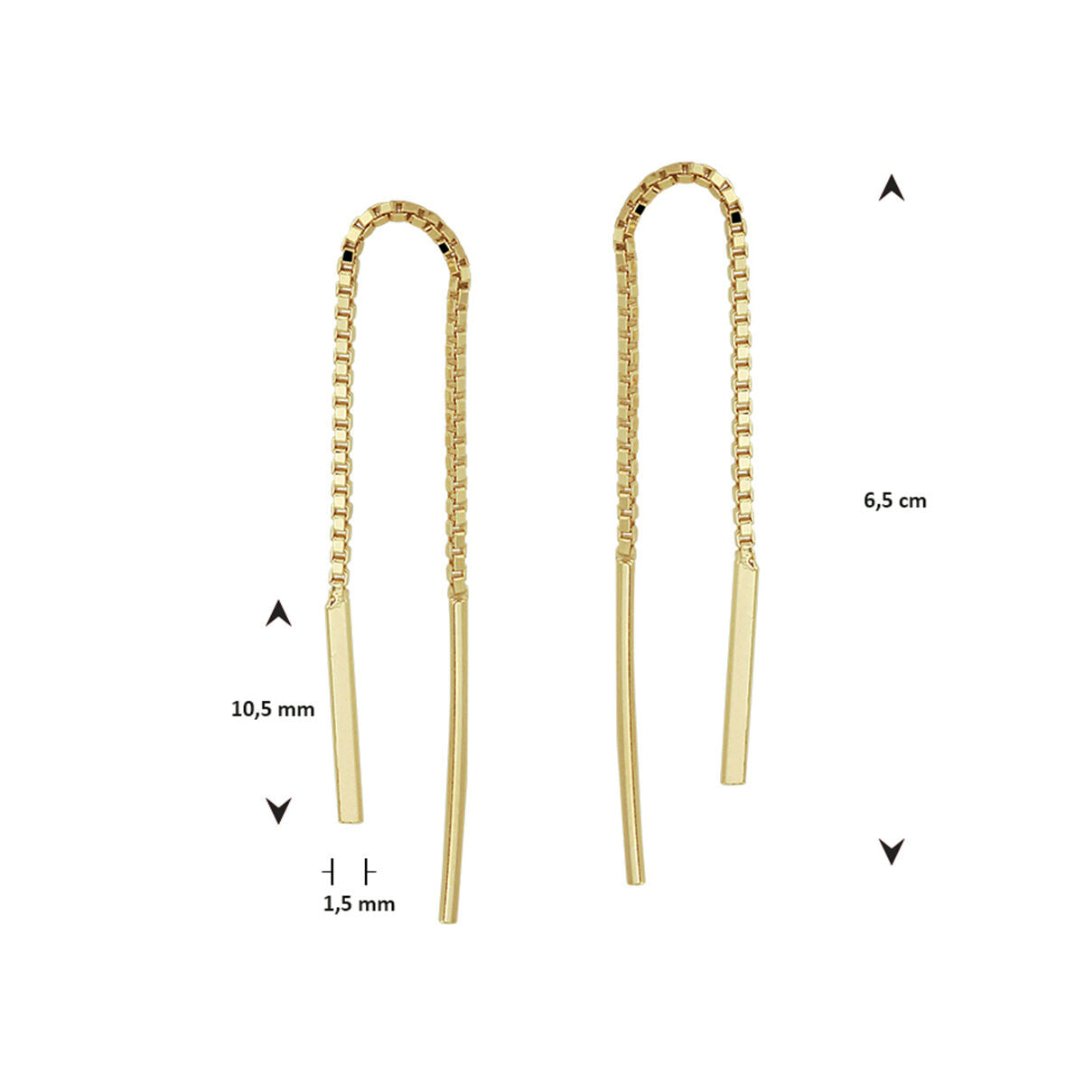 boucles d'oreilles à tige 1 micron argent plaqué or (jaune)