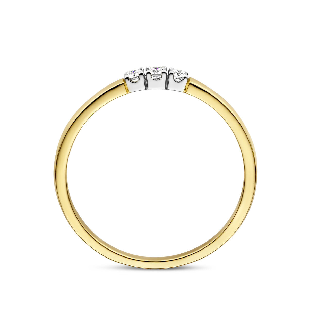bague mémoire trilogie diamant 0.09ct h si or bicolore jaune/blanc