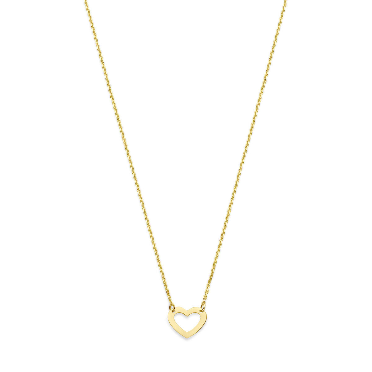 Collier en or jaune 14K avec un pendentif en forme de cœur.