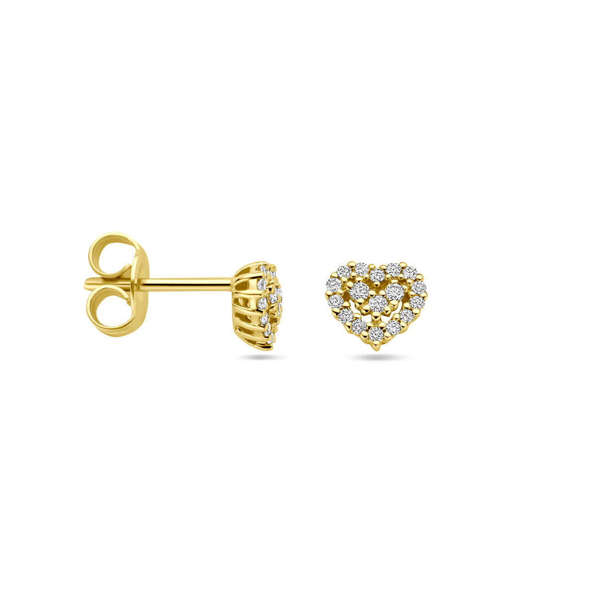 puces d'oreilles cœur diamant 0.16ct (2x 0.08ct) h si or jaune 14K