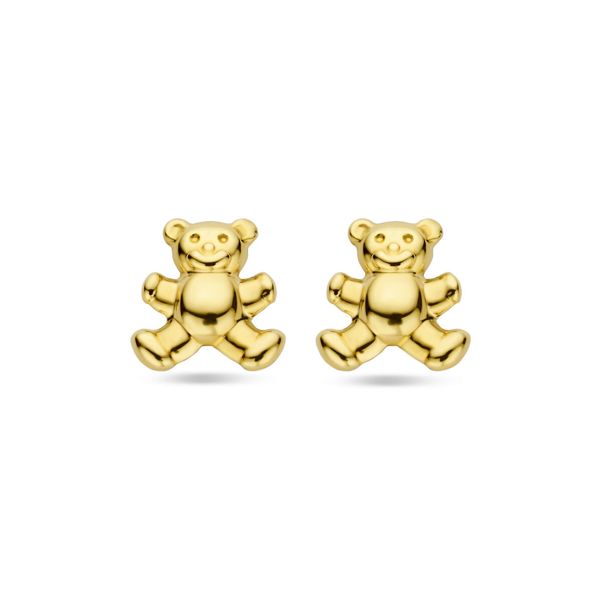 Boucles d'oreilles en or jaune 14K en forme d'ours, mesurant 6,0 mm.
