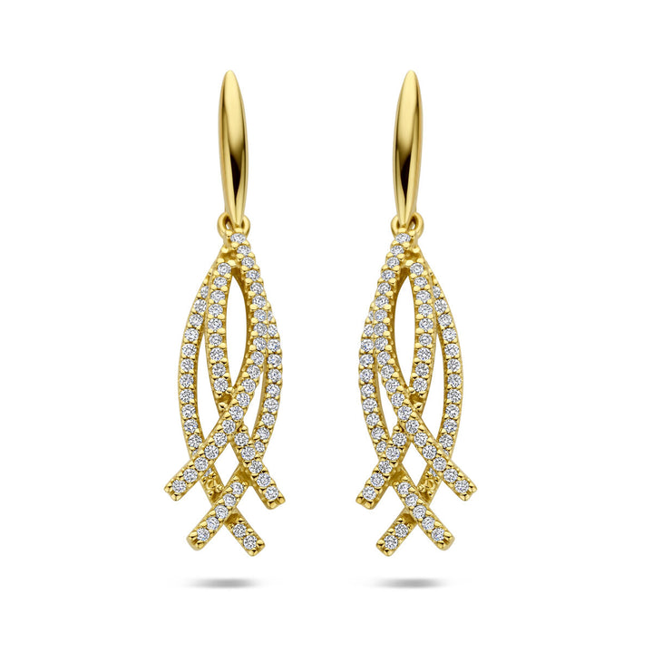 14k Geelgouden oorhangers met diamant