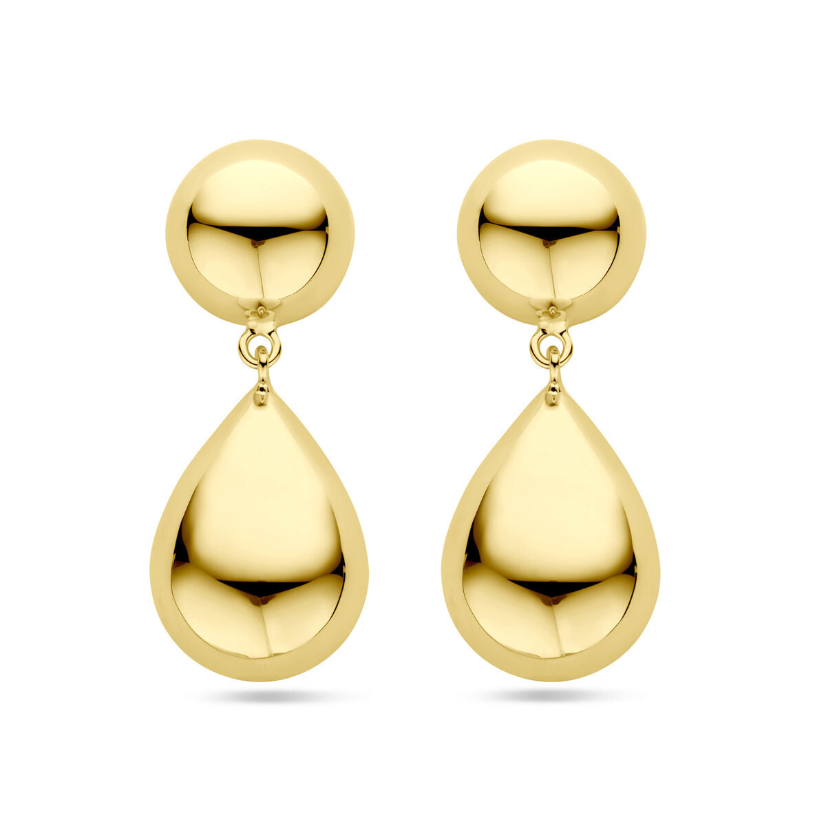 Boucles d'oreilles en argent doré, avec une forme demi-sphérique et goutte, de 40 mm.