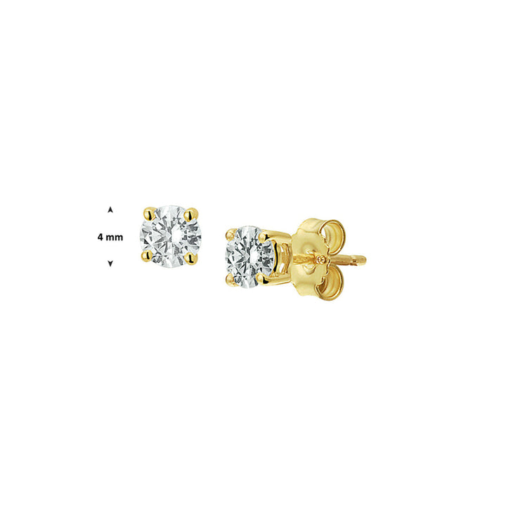 puces d'oreilles zircone 14K or jaune