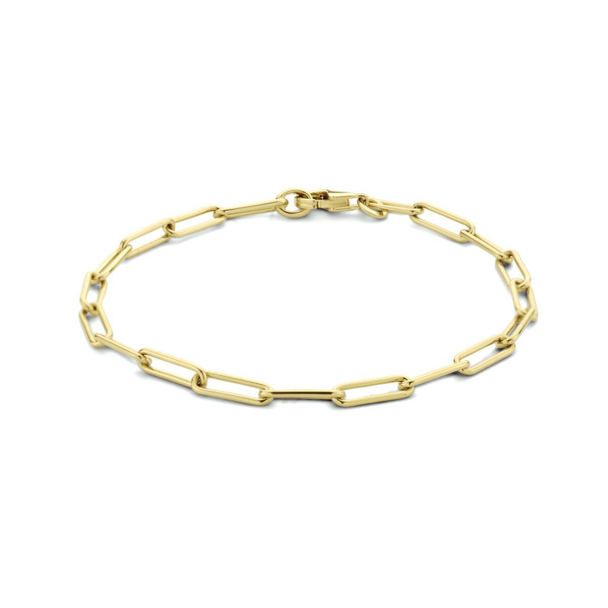 Bracelet en or massif 14K de style paperclip avec maillons ronds.