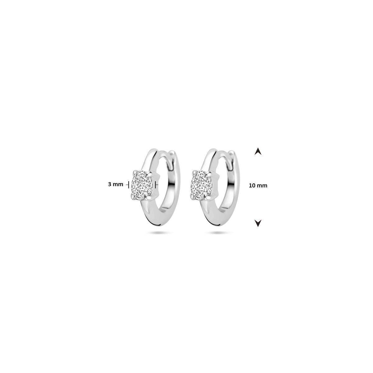 créoles zircone 10 mm argent rhodié