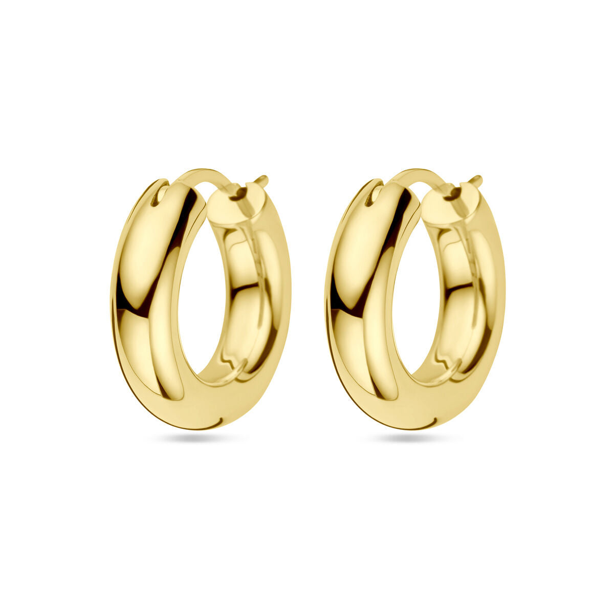Boucles d'oreilles en argent doré, de forme ronde et lisse, finition brillante.