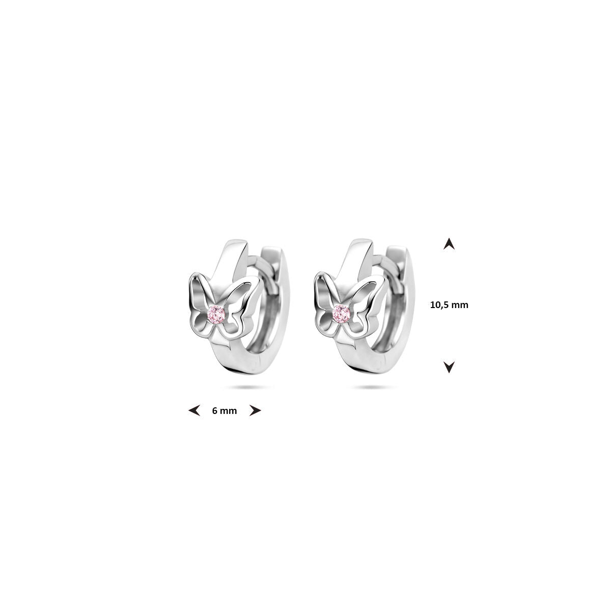 créoles papillon 10,5 mm argent rhodié