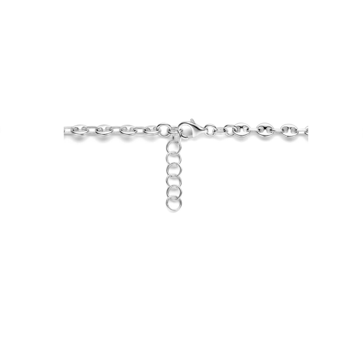 collier grain de café 3,7 mm 42 + 3 cm argent rhodié