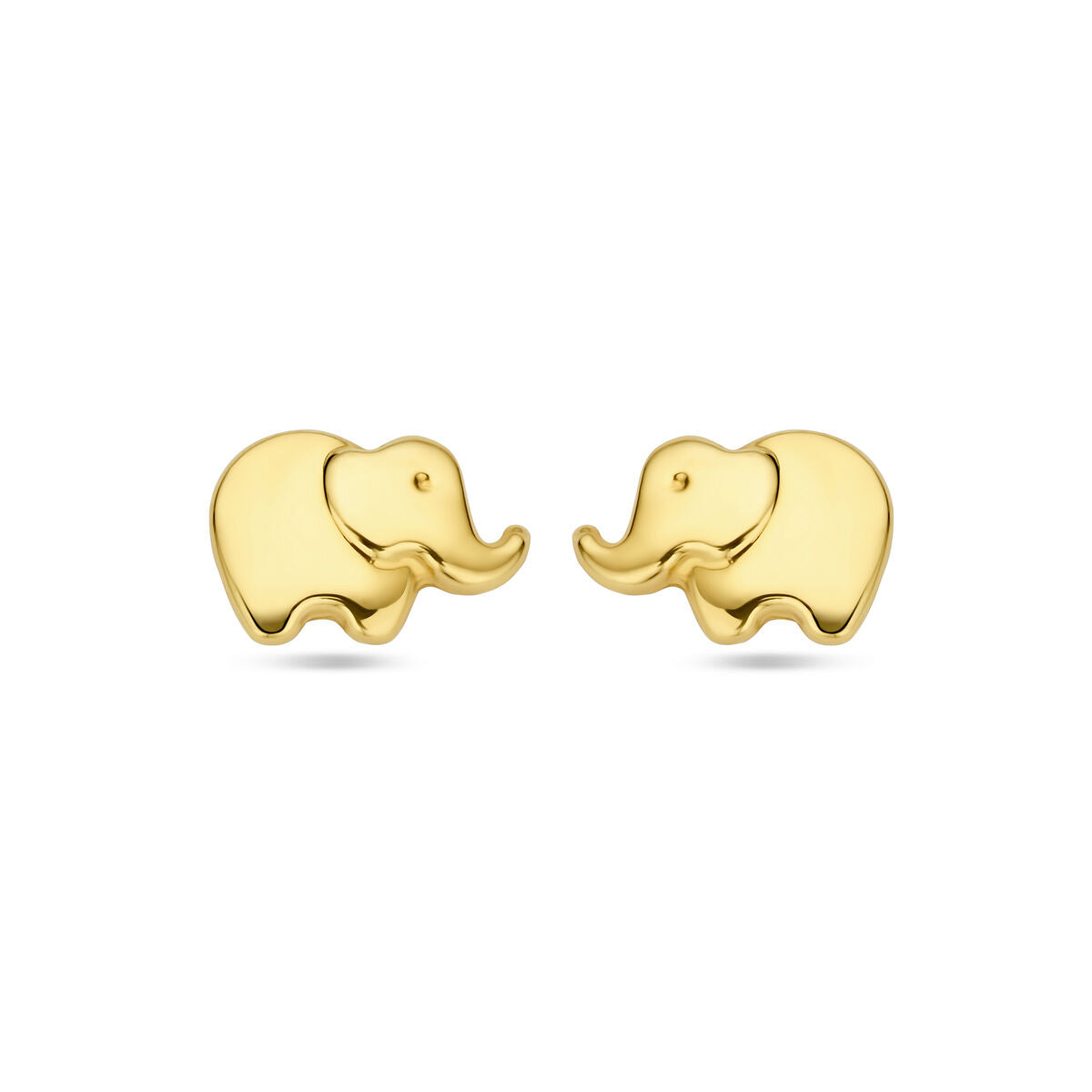 Boucles d'oreilles en or jaune 14K en forme d'éléphant, de 5 mm.
