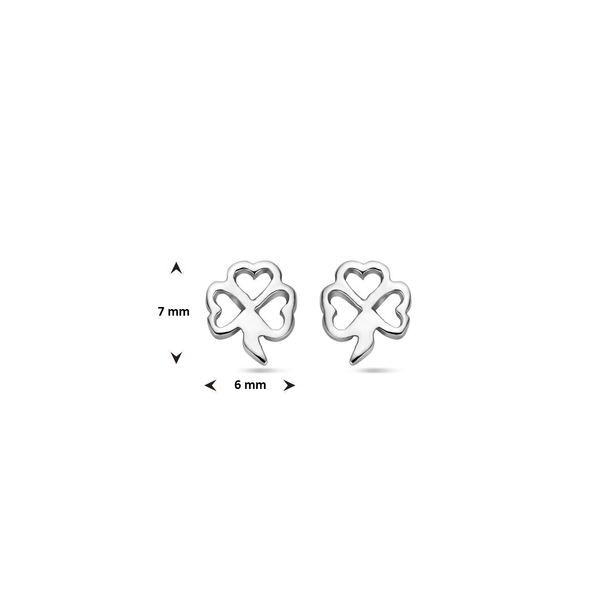 puces d'oreilles trèfle argent rhodié