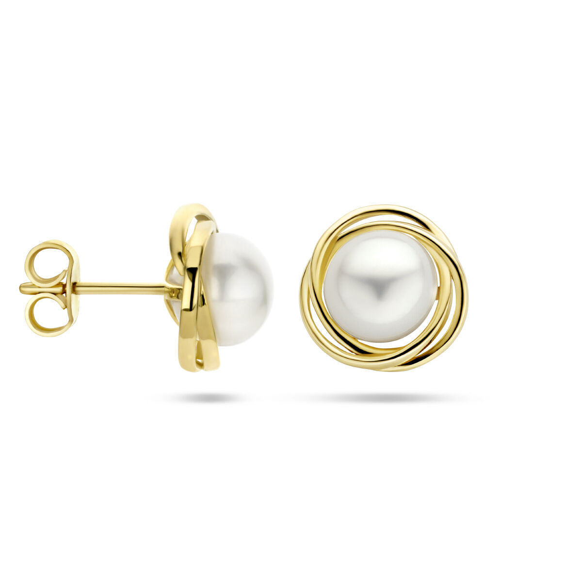 puces d'oreilles perle 14K or jaune