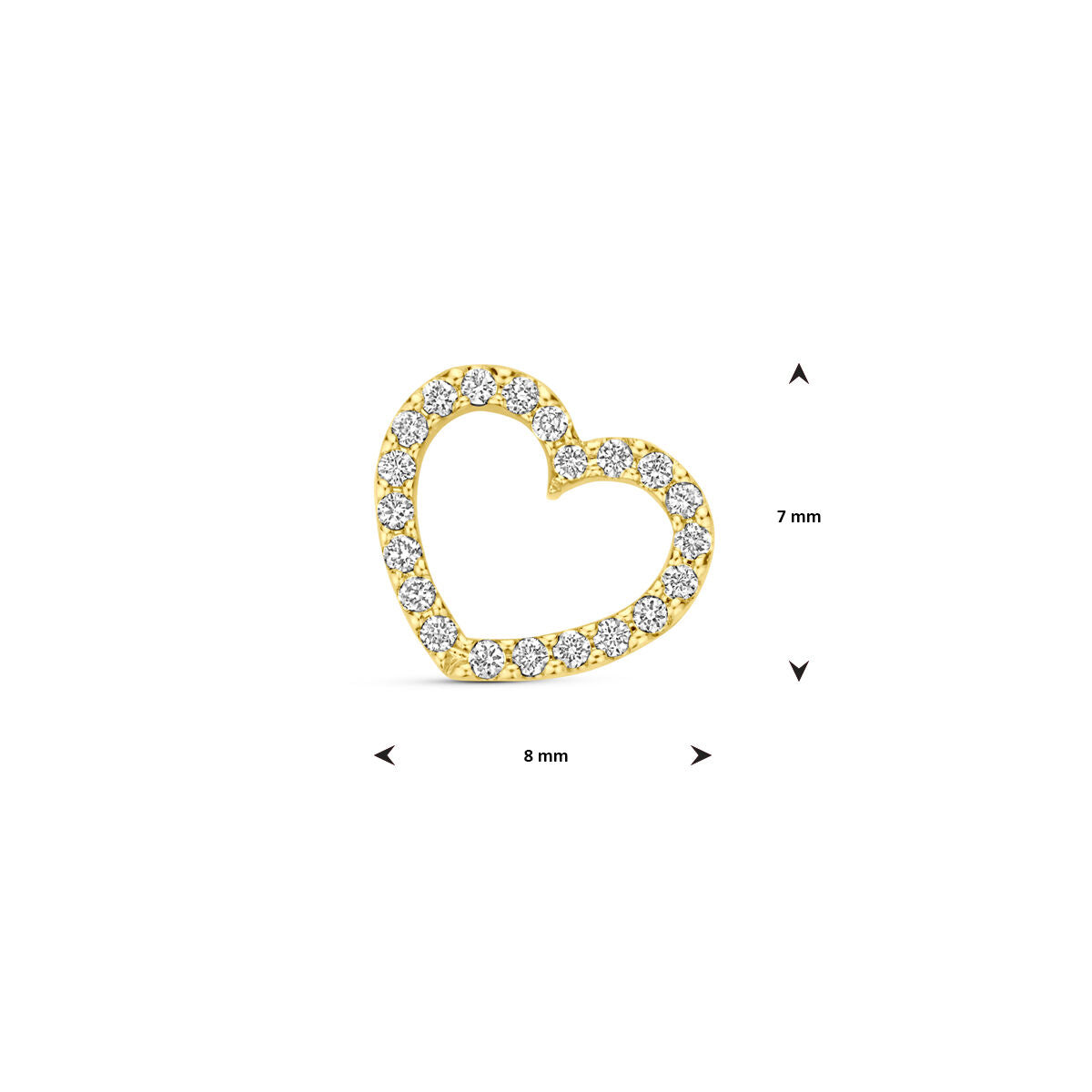 pendentif cœur diamant 0.06ct h si 7 mm or jaune