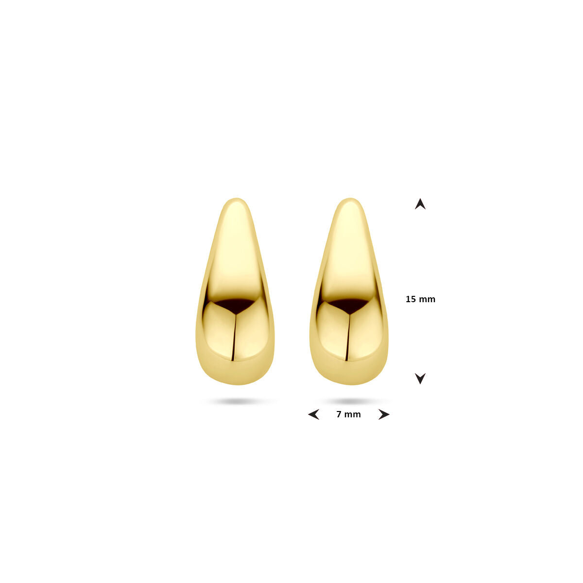 puces d'oreilles goutte 15,5 mm or jaune 14K