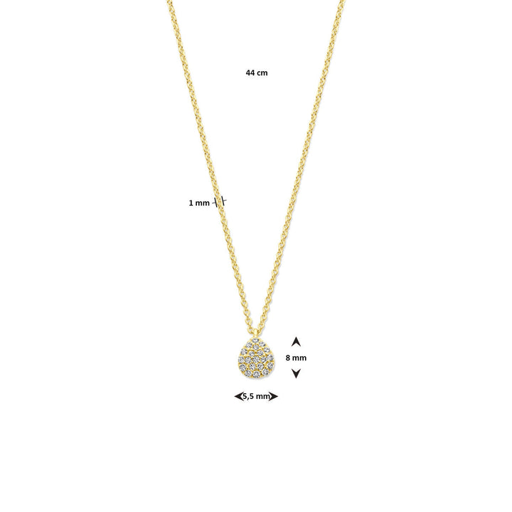 collier druppel diamant 0.10ct h si 44 cm 14K geelgoud
