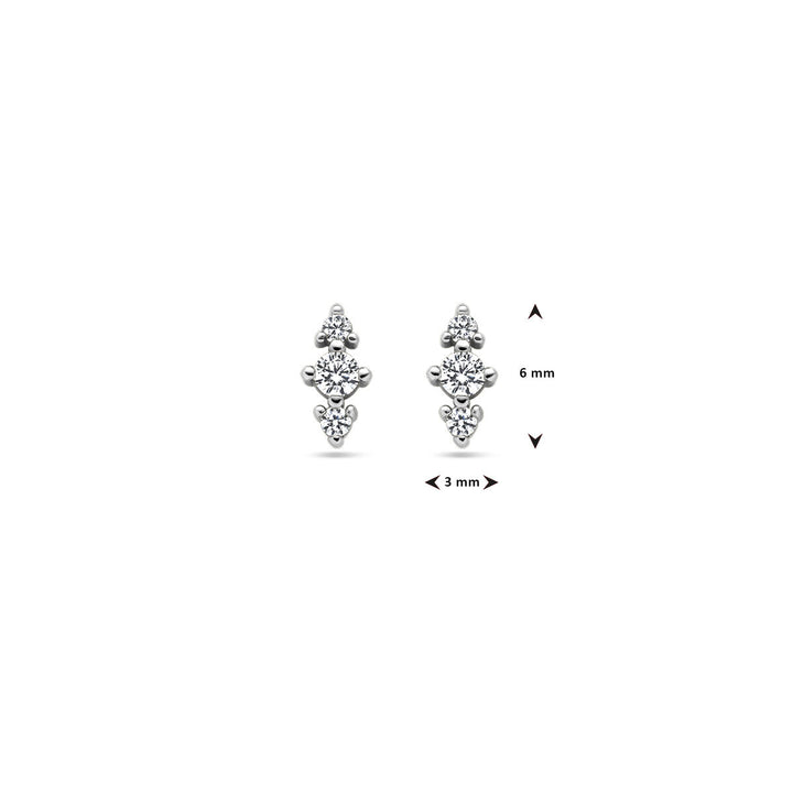 oorknoppen zirkonia zilver gerhodineerd