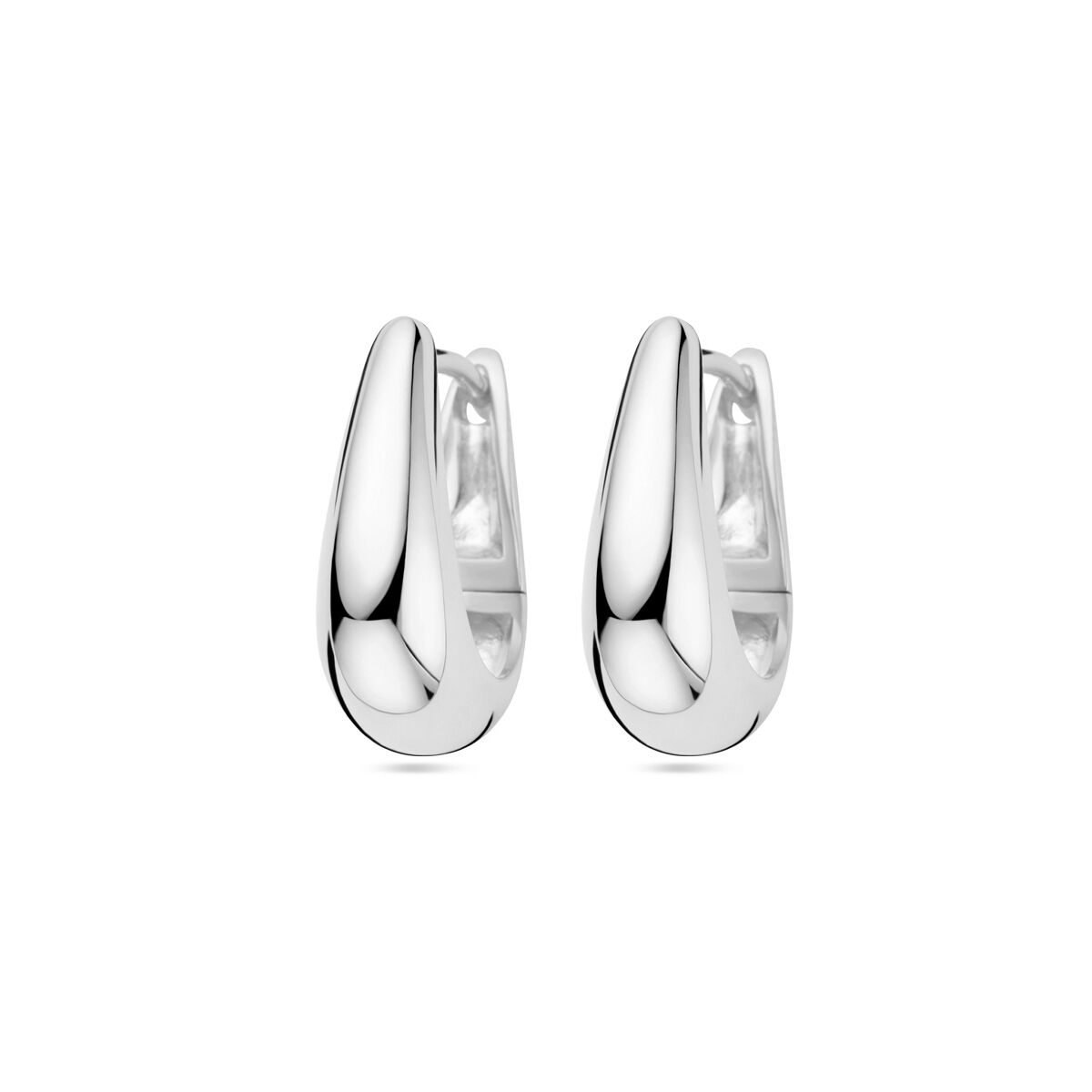 Boucles d'oreilles en argent rhodié en forme de goutte, finition brillante.