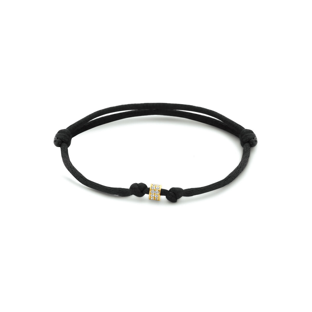 Bracelet en satin doré 14K avec détails en caoutchouc et nylon.