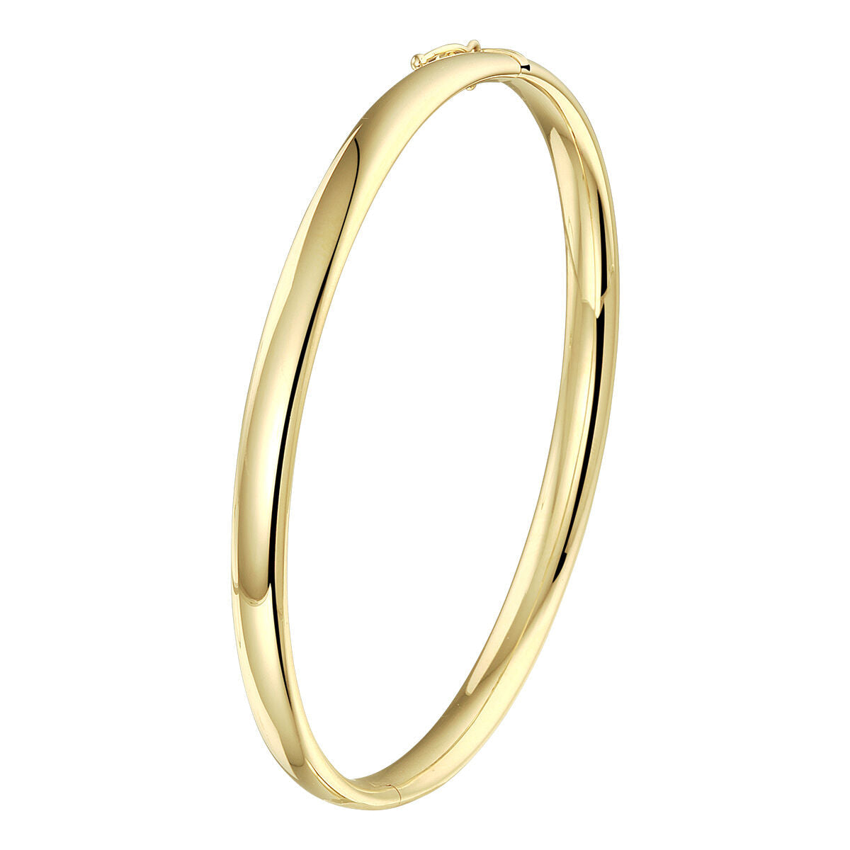 Bracelet jonc ovale en or jaune 14K, finition lisse et brillante, largeur 5,0 mm.