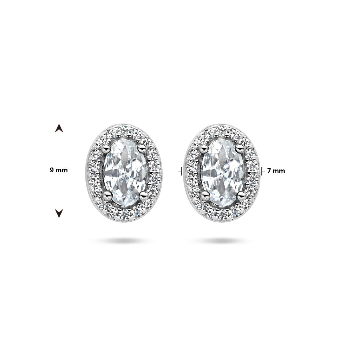 puces d'oreilles zircone halo argent rhodié