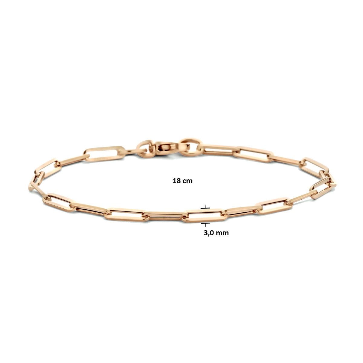 Bracelet pour femme paperclip tube carré 14K or rose