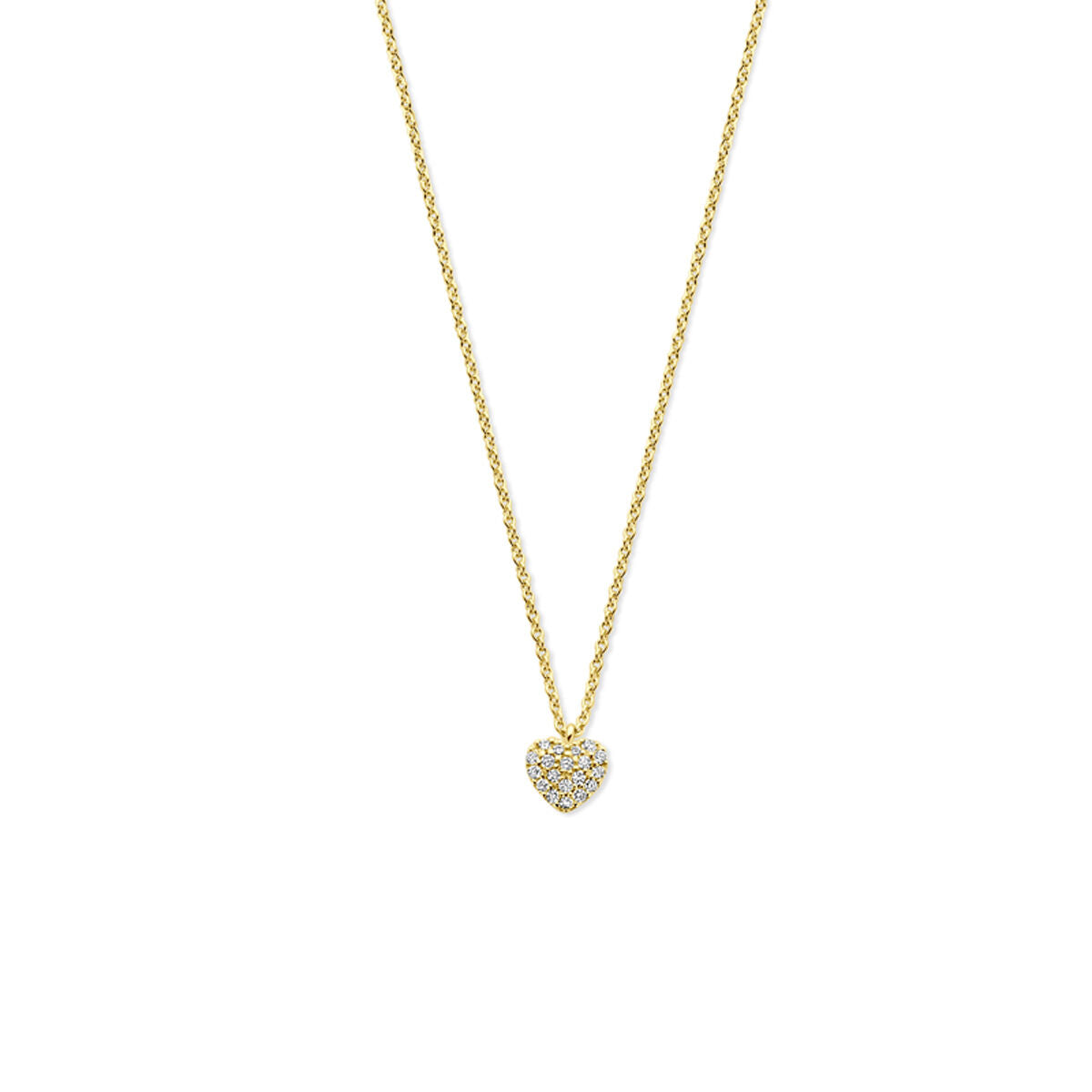 Collier en or jaune 14K avec pendentif en forme de cœur orné de diamants de 0,09 ct.