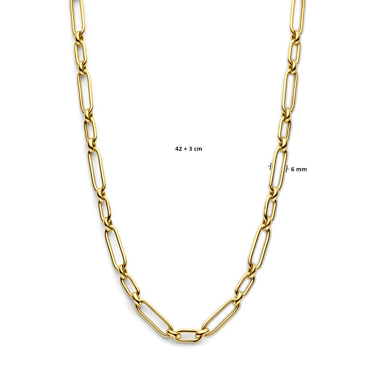 collier 6,0 mm 42 + 3 cm 3 micron argent plaqué or (jaune)