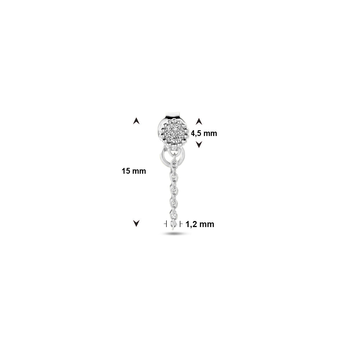 puce d'oreille en zircone argent rhodié