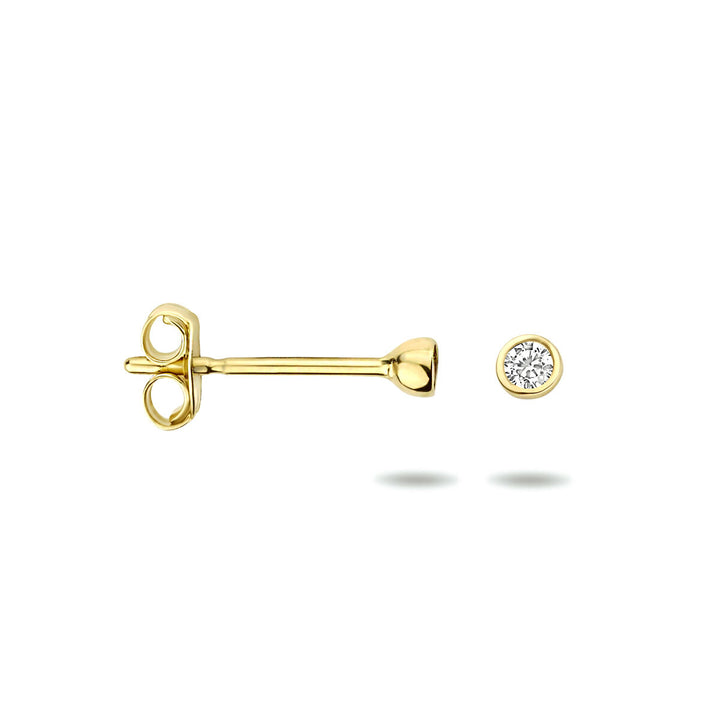 oorknoppen zirkonia 14K geelgoud