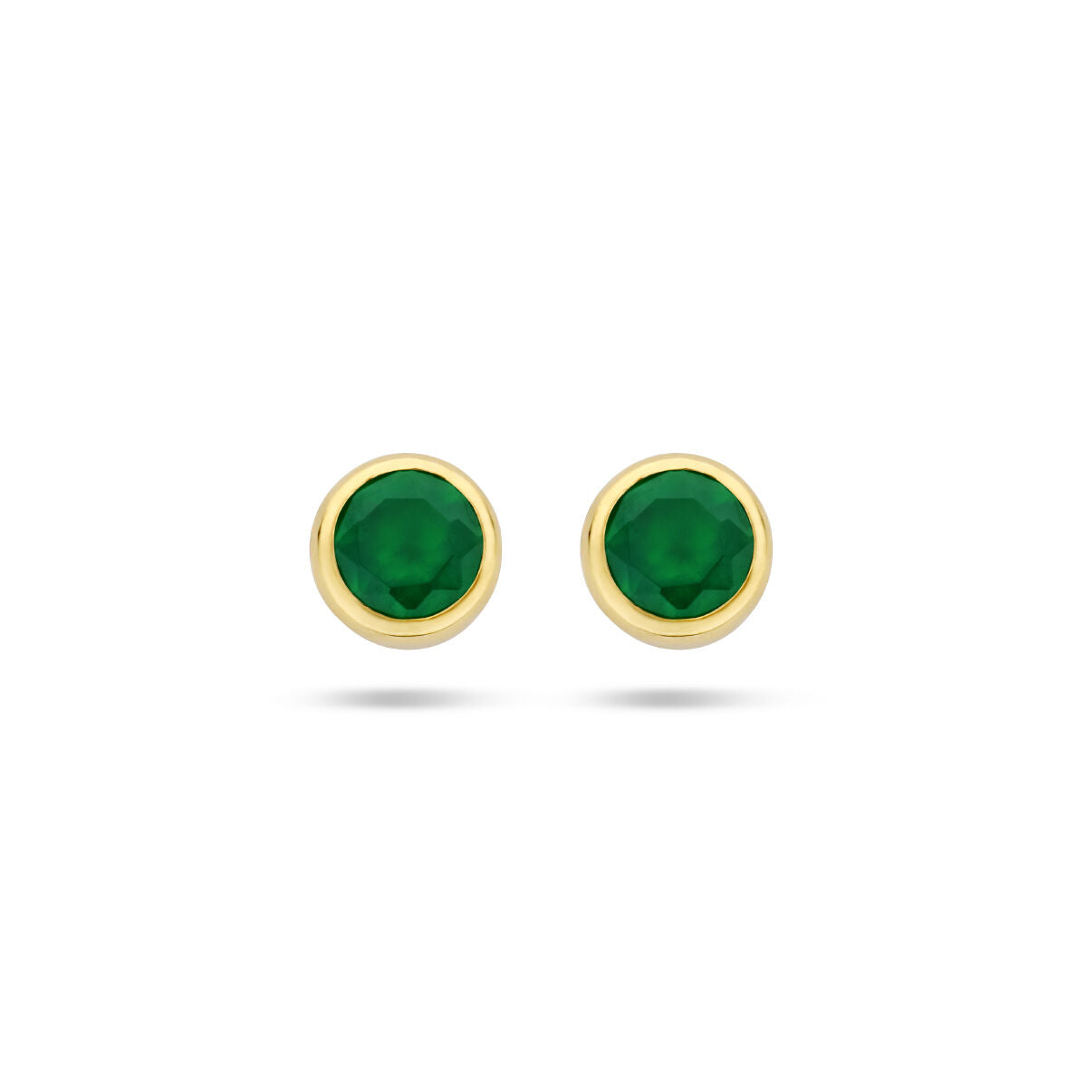 Boucles d'oreilles en agate verte avec monture en or jaune 14K.