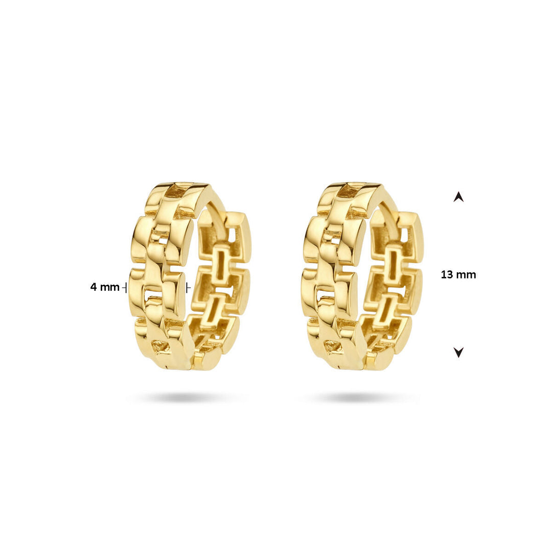 klapoorringen schakelmotief 14K geelgoud