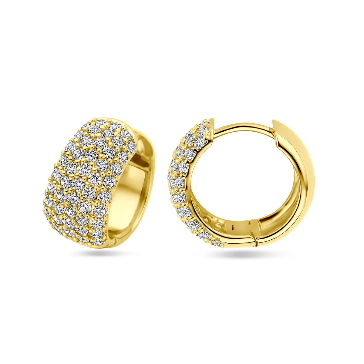 créoles zircone 16 mm 1 micron argent plaqué or (jaune)