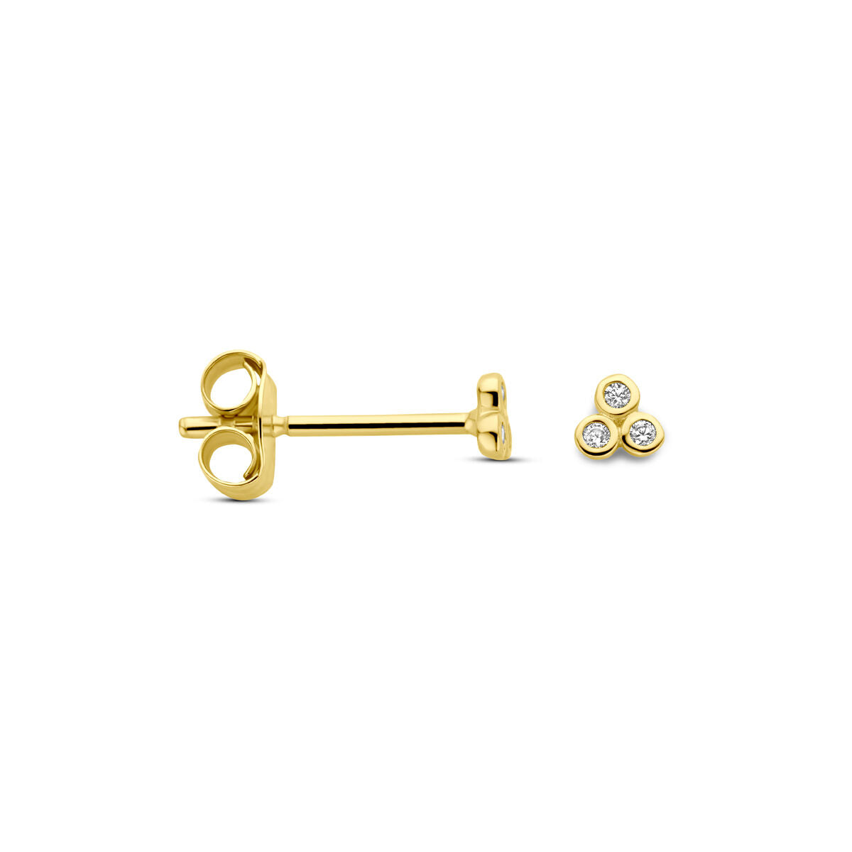 puces d'oreilles zircone 3 mm or jaune 14K