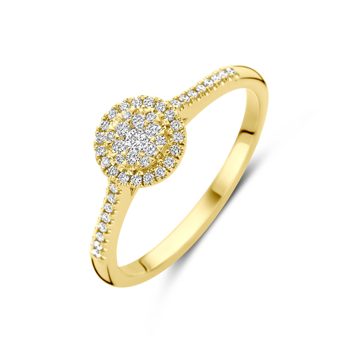 Bague en or jaune 14K ornée d'un pavé de diamants de 0,19 ct.