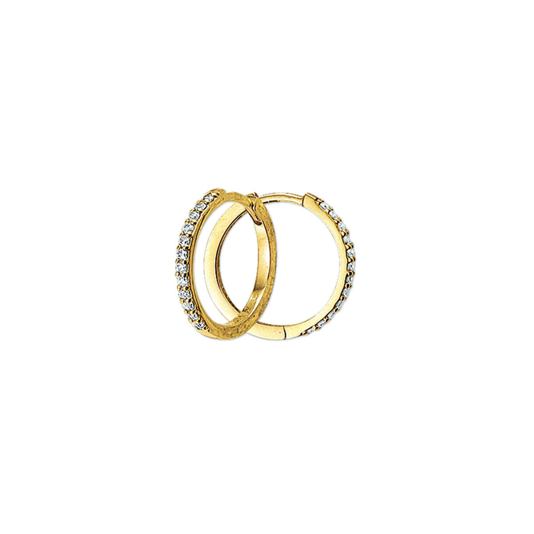 Boucles d'oreilles dorées avec zirconia, en forme de créoles.