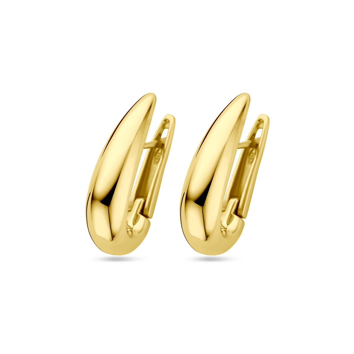 Boucles d'oreilles en or jaune 14K, forme allongée et brillante, de 24 mm.