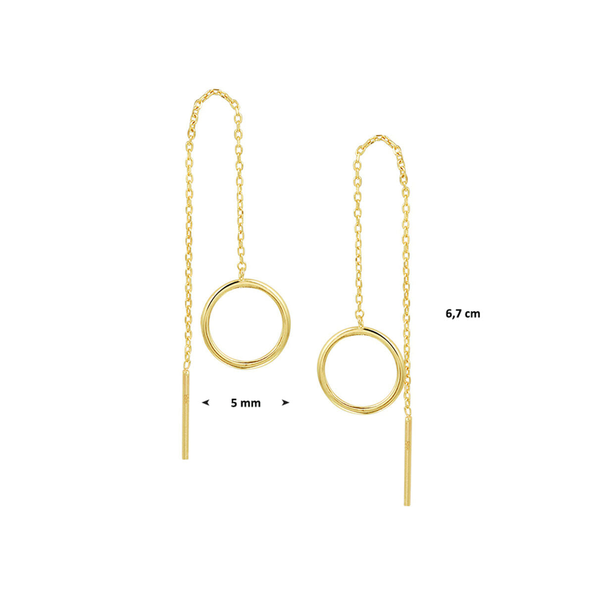 boucles d'oreilles à tirage bague 14K or jaune