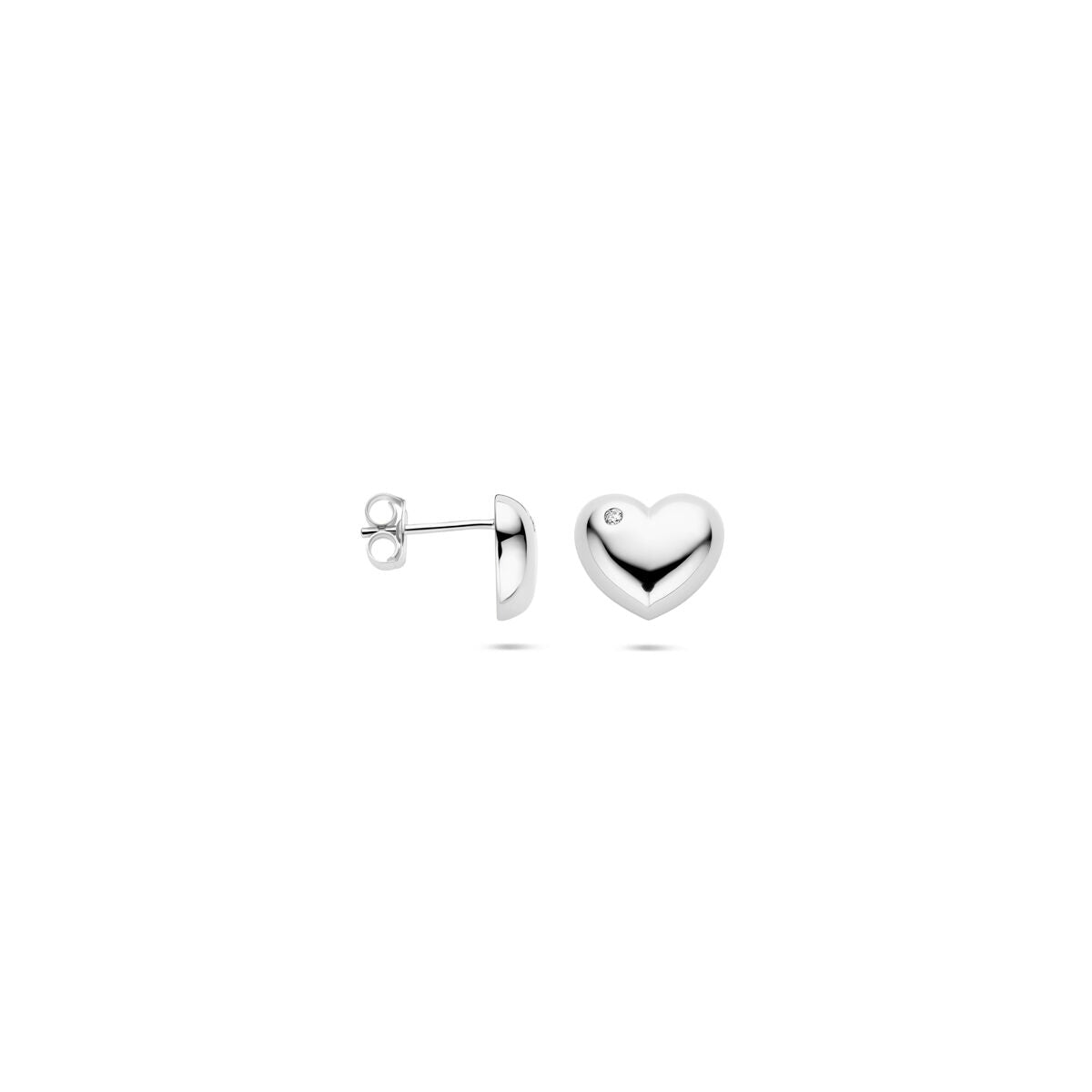 puces d'oreilles cœur zircone 9,5 mm argent rhodié