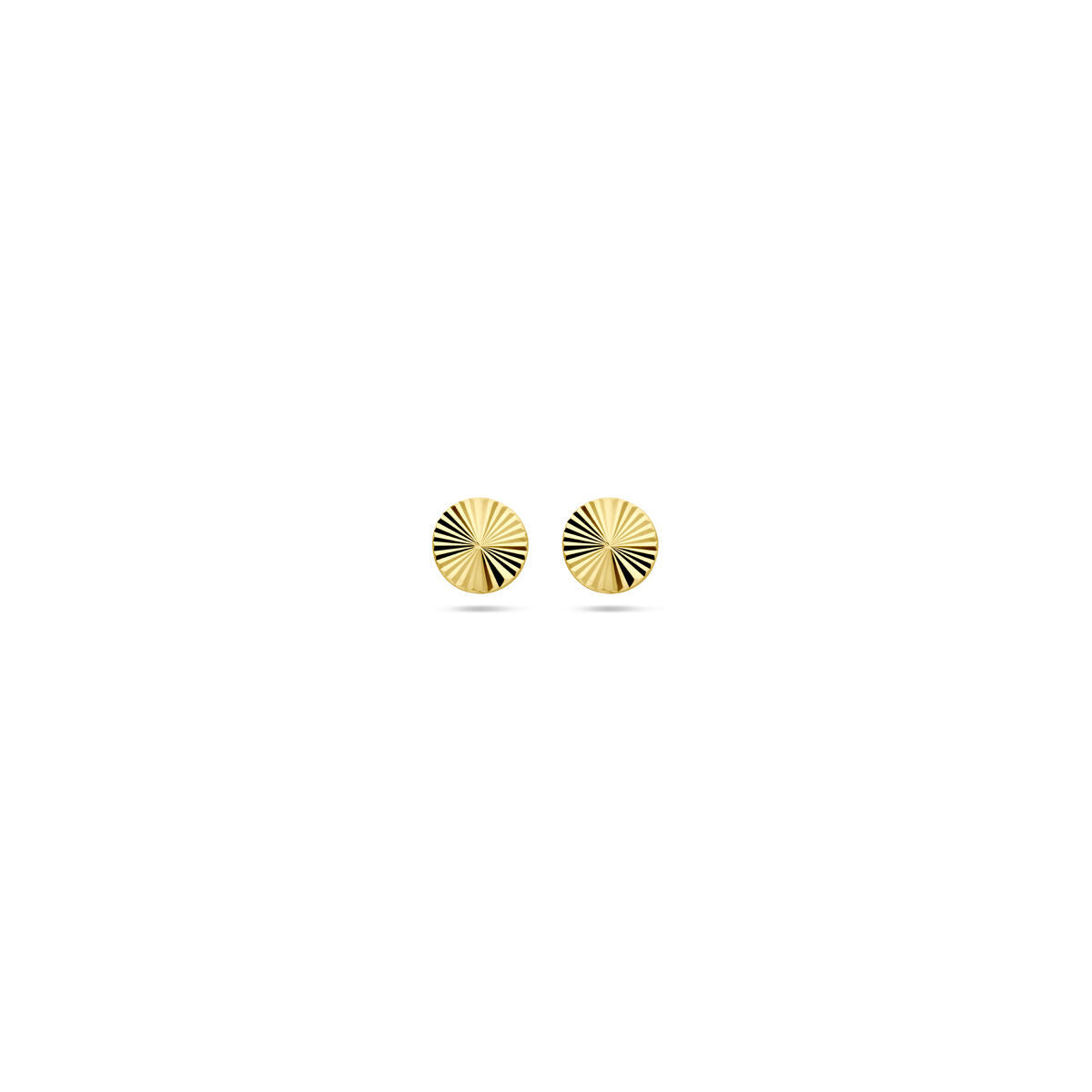 Boucles d'oreilles en or jaune 14K avec un design strié et des diamants de 4,0 mm.