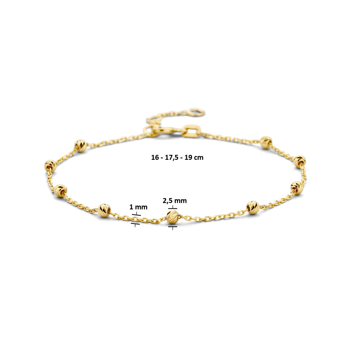 Bracelet en or pour femme à billes diamantées 14K