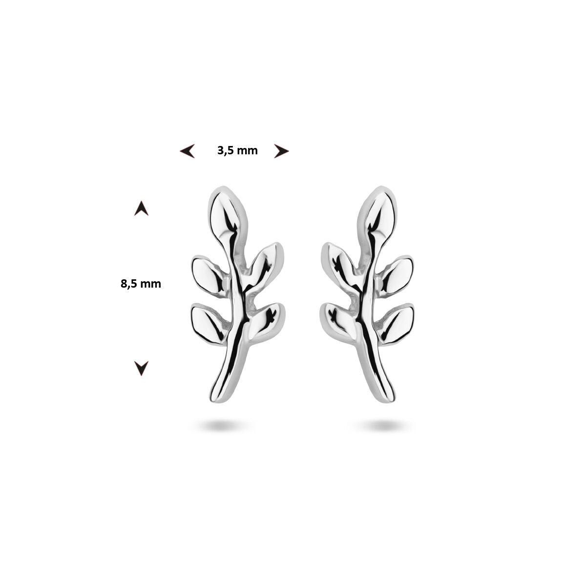 puces d'oreilles feuille argent rhodié
