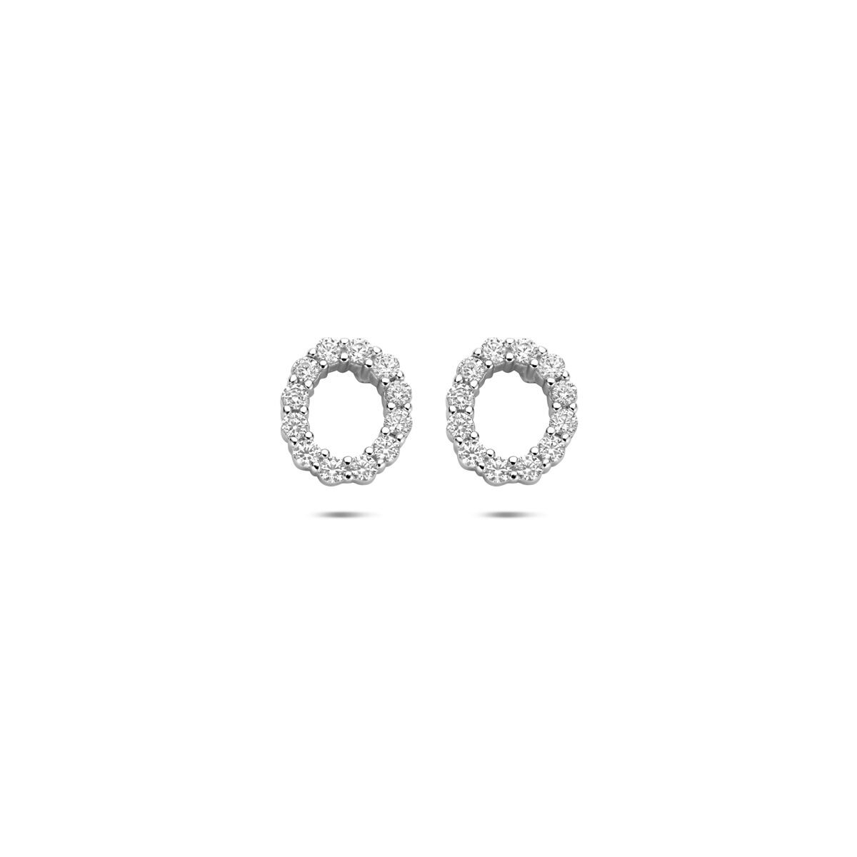 Boucles d'oreilles en argent rhodié 925 avec zirconia, de forme ronde et ornées de pierres brillantes.